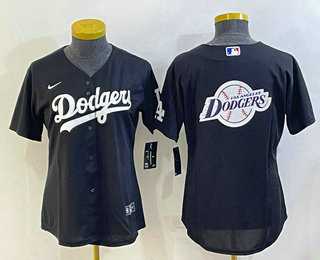 Womens Los Angeles Dodgers Big Logo Black MLB Cool Base Nike Jersey